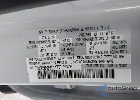 2024 Mazda Cx-30 2.5 S Select Sport из США, поврежденный, VIN 3MVDMBBM3RM711783